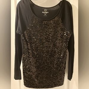 Women's Old Navy Black Sequin/Bling Shirt size small - EUC